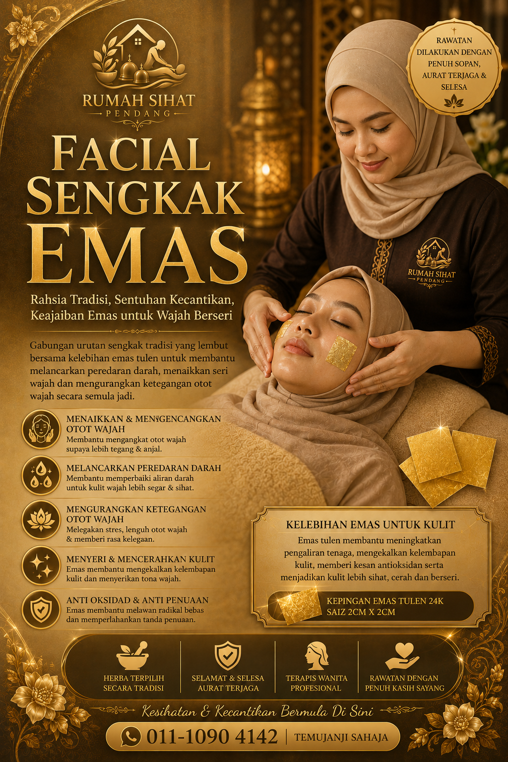 Poster Facial Sengkak Emas Rumah Sihat Pendang