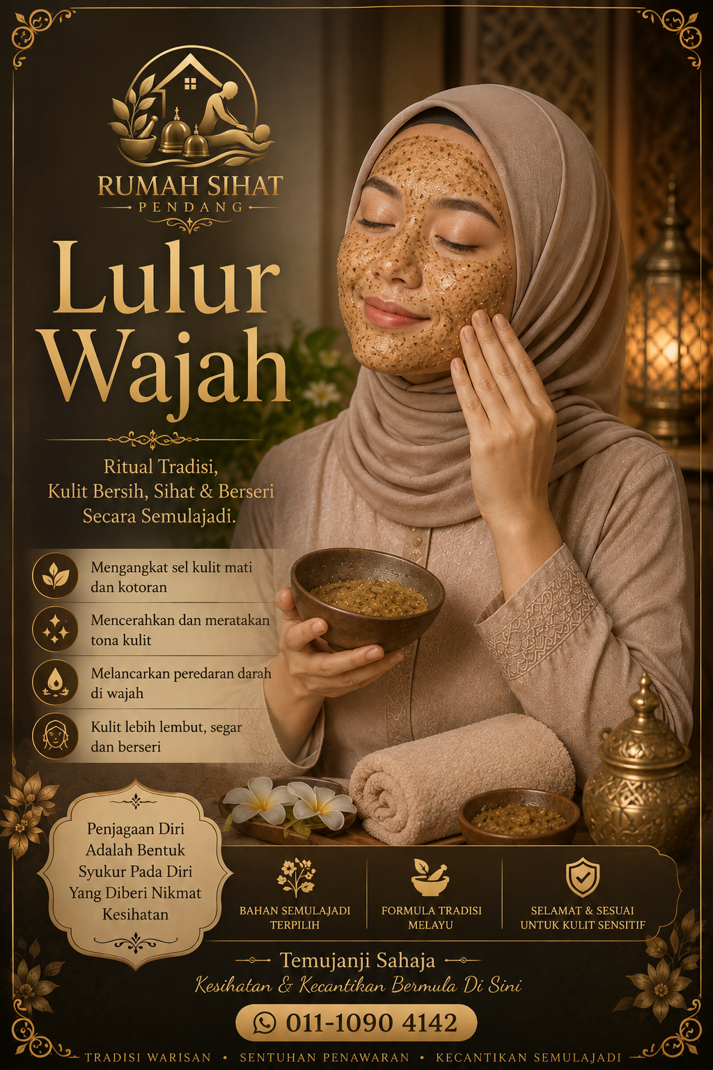 Poster perkhidmatan Lulur Wajah Rumah Sihat Pendang