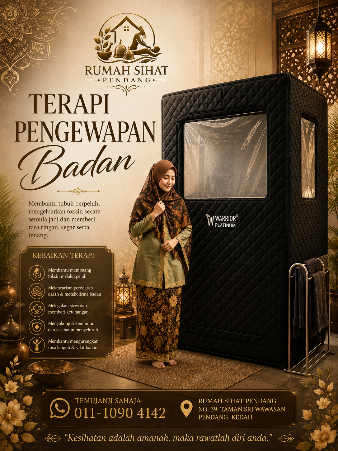 Poster perkhidmatan Terapi Pengewapan Tubuh Rumah Sihat Pendang