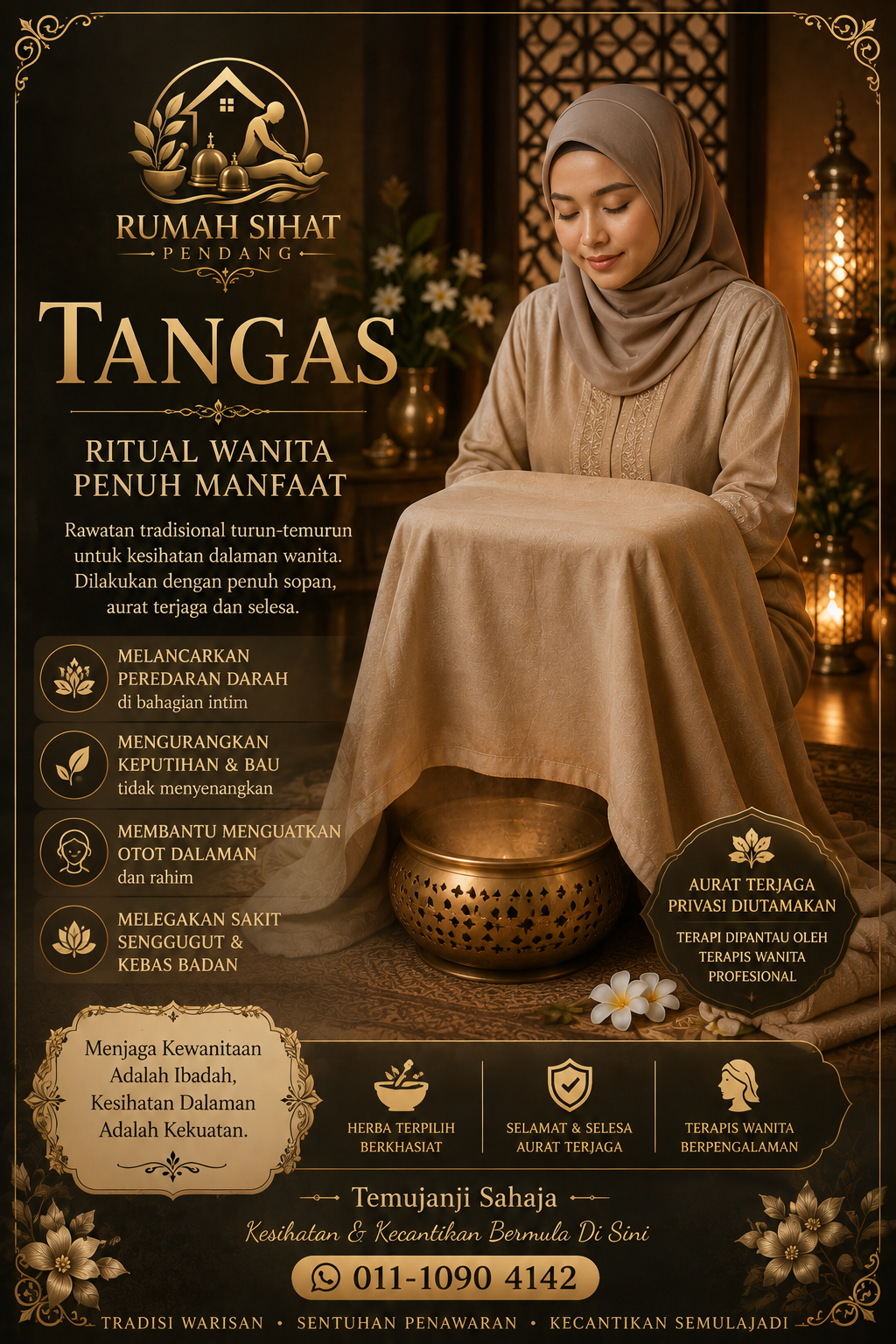 Poster perkhidmatan Tangas Herba Rumah Sihat Pendang