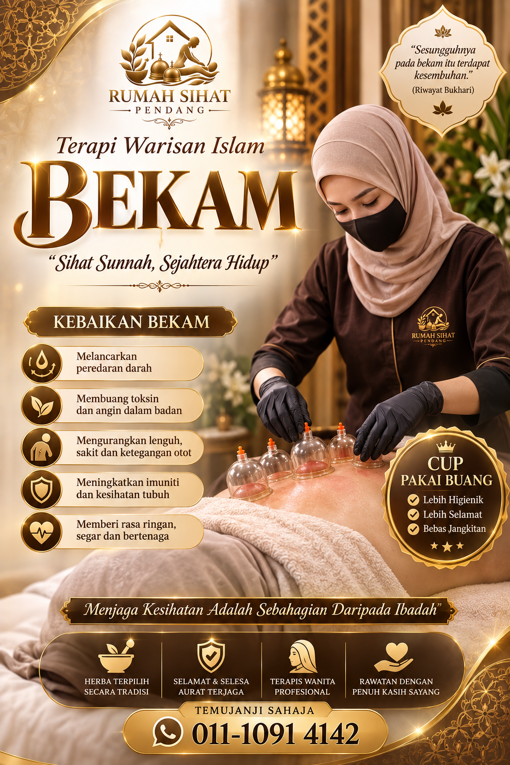 Poster perkhidmatan Bekam Klinikal Rumah Sihat Pendang